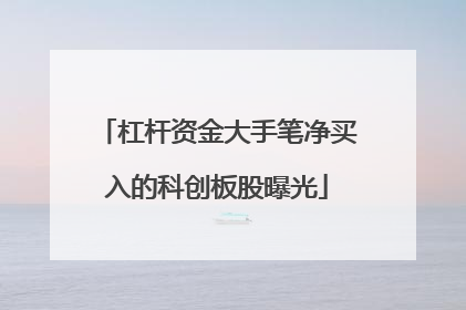 杠杆资金大手笔净买入的科创板股曝光